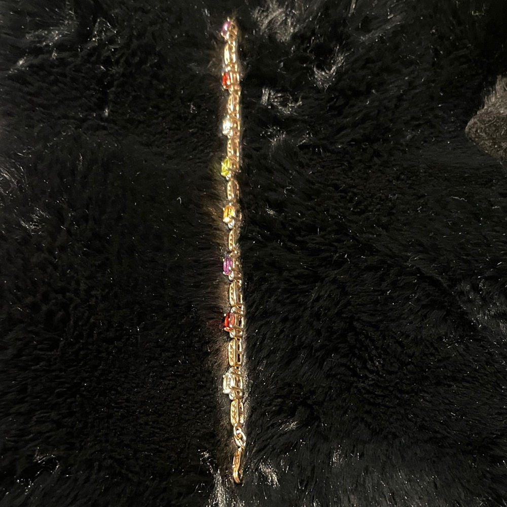 Goldtone Bracelet with Multicolor Gemstones